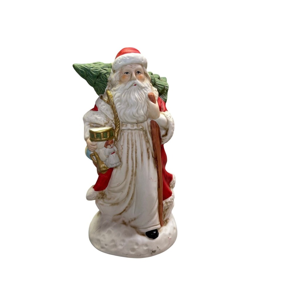 VTG 90's Father Christmas Heirloom Santa‎ Porcelain Rotating Wind Up Music Box